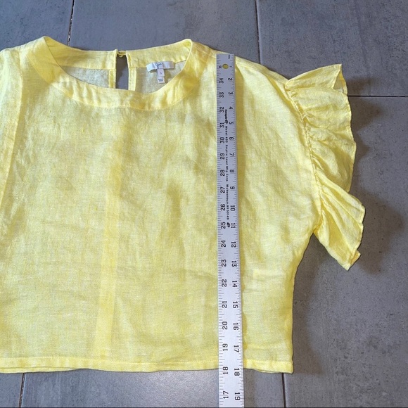 JOIE Febronia Ruffle Sleeve Linen Crop Top - Picture 6 of 11
